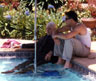 Pool scene Ian McKellen and Brendan Fraser between takes