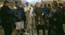 Peter Jackson, Ian McKellen and Orlando  Bloom on the Edoras set
