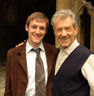 Matt Butler (D.C. Watts) and Ian McKellen (Teabing) on location at Lincoln Cathedral
