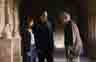 Sophie (Audrey Tautou), Langdon (Tom Hanks), and Teabing (Ian McKellen) courtyard of Westminster Abbey (Lincoln Cathedral).