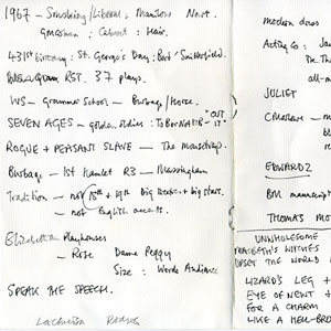 24 April<br>Notes for a performance given at a Gala celebration of Shakespeares birthday