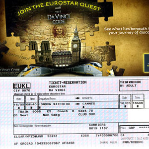 Ticket and envelope for Eurostar journey from London to Cannes