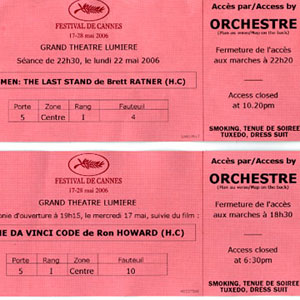 Premiere screening tickets, Cannes 2006