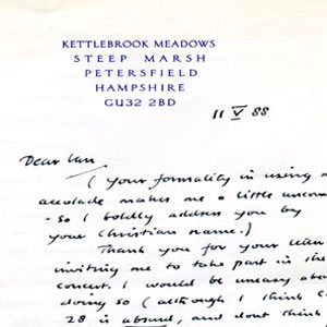 11 May 1988<br>Letter from Alec Guinness