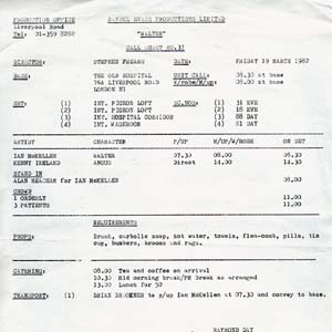 Call sheet