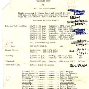 Production summary sheet