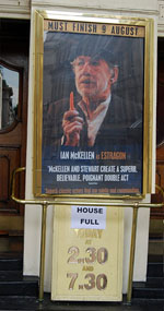 Ian McKelllen as Estragon.  Poster outside Theatre Royal Haymarket