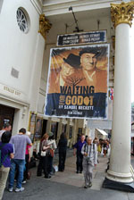 Ian McKelllen as Estragon and Patrick Stewart as Vladimir.  Poster outside Theatre Royal Haymarket
