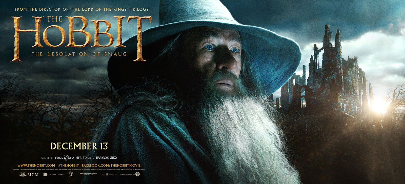 Billboard for THE HOBBIT: THE DESOLATION OF SMAUG featuring Ian McKellen as Gandalf