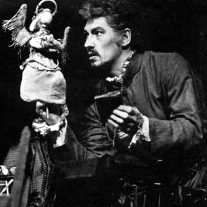 Dr Faustus (Ian McKellen) with Good Angel puppet