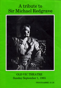 1985, A Tribute to Michael Redgrave: Programme  