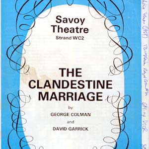 1975, THE CLANDESTINE MARRIAGE: Programme with Director Ian McKellens first-night notes scrawled along the edges  