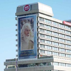 Gandalf banner on the New Zealand Post building overlooking Wellington Harbour, November 2003, Photo by Simon Allison Gandalf banner on the New Zealand Post building overlooking Wellington Harbour, November 2003, Photo by Simon Allison