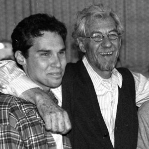 Its a Wrap! (L to R) Bryan Singer, Ian McKellen, and Brad Renfro at the end of filming, April 4, 1997.
<BR><BR><I>This was my last day of filming interior scenes at Occidental Studios, built for Mary Pickford and the oldest working studio in Los Angeles.<BR>
Brad Renfro was a good pal to me.  From opposite positions of age, experience, nationality and temperament we met and at once trusted each other.  He was not yet 15 years old.  His brio and enthusiasm for all aspects of filming were contagious.  During shooting Apt Pupil, he wrote directed and acted in a short video of his own devising.</I>