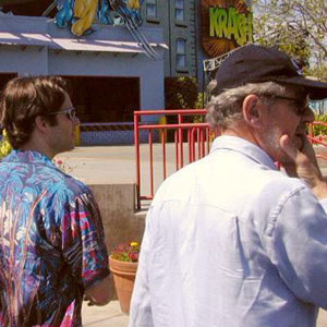 2000, X-MEN: James Marsden (Cyclops), Wolverine, and Ian McKellen (Magneto) at Universal Studios Los Angeles  - Photo by Keith Stern
