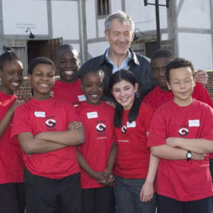 2004,   With NPV students at the Globe, Southwark  