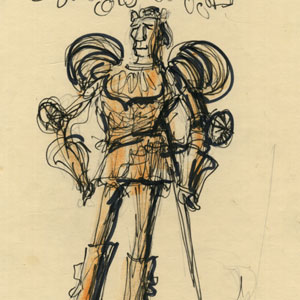 Ian McKellen as King Richard II  in Act 2 armour, sketched at Assembly Hall, Edinburgh.