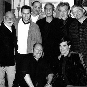 Front row: Host Greg Gorman, Gus Van Sant.  Rear: John Schlesinger, Bryan Singer, John Waters, Randall Kleiser, Ian McKellen, David Hockney