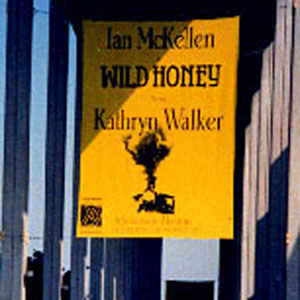 1986, WILD HONEY (Broadway): Banner for Ahmanson Theatre, Los Angeles pre-Broadway run  