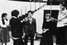 Claire Lunghi (Perdita), John Barton (director), Ian McKellen (Leontes), Barbara Leigh-Hunt (Paulina), and Marilyn Taylerson (Hermione) in rehearsal at Royal Shakespeare Theatre, Stratford-upon-Avon