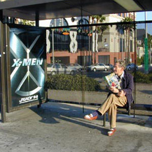 2000, X-MEN: Waiting for the bus on Sunset Blvd, Hollywood  - Photo by Keith Stern