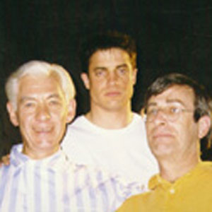 Ian McKellen (Whale), Brendan Fraser (Clay), and Christopher Bram (author of novel Father of Frankenstein) on set at Occidental Studios, Los Angeles.