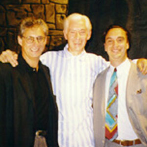 Ian McKellen with producers Mark Harris & Paul Collichman (Regent Pictures) on set at Occidental Studios, Los Angeles