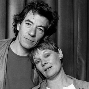 1985, DEAR AND HONOURED LADY: Ian McKellen and Judi Dench during production of BBC radio extract from Noel Cowards Private Lives, in celebration of H.M. The Queen Mothers 90th birthday  