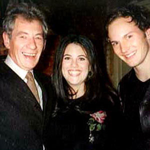 Ian McKellen, Monica Lewinsky, Patrick Wilson at the Westside Theatre in New York for the Only Make Believe benefit, 5 November 2001.  Only Make Believe brings theatre games to hospitalized children.