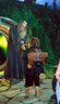 Gandalf bids farewell to Bilbo outside the door at Bag End