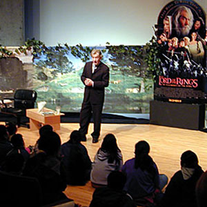 Reading FOTR to LA schoolkids, Museum of Contemporary Art, Los Angeles, 19 January 2002
