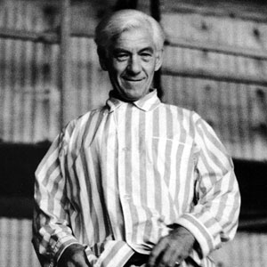 On the set as James Whale in pyjamas