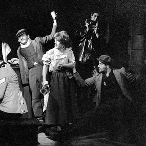 1963, SERJEANT MUSGRAVE�S DANCE: L to R: Ian McKellen, James Cairncross, Gabrielle Hamilton, Andrew Keir, Peter Griffin, Josie Kidd, Gawn Grainger, Mark Follett.
<BR><BR><I>Despite the songs and occasional jollity, this was the most depressing play to act in � we all agreed.</I>  