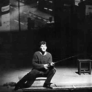 1964, SATURDAY NIGHT AND SUNDAY MORNING: Final soliloquy, Arthur fishing in the canal off the front of the Nottingham stage  