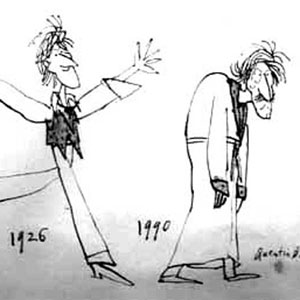 Cartoon by Quentin Blake in Punch.  This drawing, now in the possession of my sister Jean, amuses us both because the older figure reminds us of our paternal grandfather in his later years.