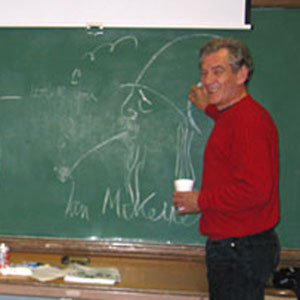 2002, SAN FRANCISCO PRIDE: For their appearance with the Gay Mens Chorus at Everett Middle School in San Francisco, Sharon Gless (Cagney & Lacey Queer as Folk) and Ian McKellen shared a dressing room in a converted classroom.  In between shows they autographed the blackboard.  - Photo by Keith Stern