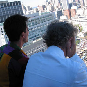 2002, SAN FRANCISCO PRIDE: On top of City Hall with County Supervisor Mark Leno, SF Pride  - Photo by Keith Stern