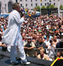 30 June 2002: As Grand Marshal, addressing the rally at the end of the San Francisco Pride parade.