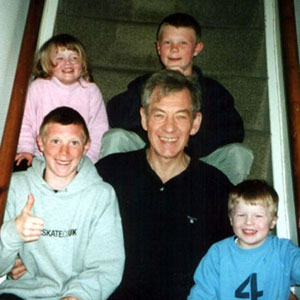With Caitlin Jones, Andrew Blackman, Robert Blackman, and Curtis Jones (my sister Jeans grandchildren) at Christmas 2001