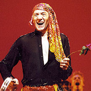 There is an annual Gypsy of the Year competition amongst casts of Broadway shows, organised by Broadway Cares/Equity fights AIDS. This one took place in December 2001 at the Palace Theatre on a Tuesday so everyone could go. Casts devise sketches. For a month before, casts have collected money after their shows, and I announced the winner � and came dressed as a gypsy (pretending I didnt understand that a Broadway gypsy is a chorene.) Thats Marian Seldes behind me.