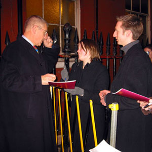 2003, DANCE OF DEATH (London/Sydney): Signing autographs outside the Lyrics stage door  - Photo by Keith Stern