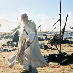 Gandalf the White surveys the carnage of Pellenor Fields