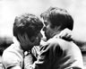 Ian McKellen and James Laurenson rehearse their kiss