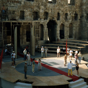 1985, CORIOLANUS (1984-5): Rehearsal at the Herodus Atticus Theatre in Athens  