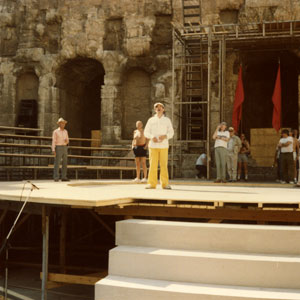 1985, CORIOLANUS (1984-5): Rehearsal at the Herodus Atticus Theatre in Athens  