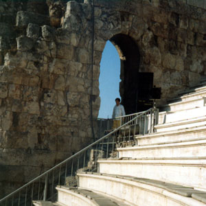 1985, CORIOLANUS (1984-5): Rehearsal at the Herodus Atticus Theatre in Athens  