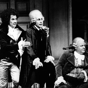1985, THE CRITIC: Mr Puff (Ian McKellen), Mr Sneer (Jonathan Hyde), Mr Dangle (Roy Kinnear)  - Photo by John Haynes
