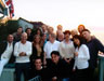 Party at McKellens Point Grey Road: (L to R) Front kneeling: Mike Dougherty, Tom DeSanto; Standing: ?, Patrick Stewart, Nicole Cox, ?, Brian Cox, ?, ?, Tom Siegel; Second Row: ?, Jesse Platte, Debra and Hugh Jackman; Back Row: Elliot, Dan Harris, ?, John Ottman, Ian McKellen