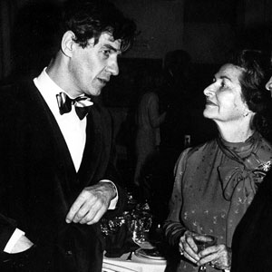 With Lady Bird Johnson, former First Lady of US, opening night at The National Theatre, Washington, 4 November 1980