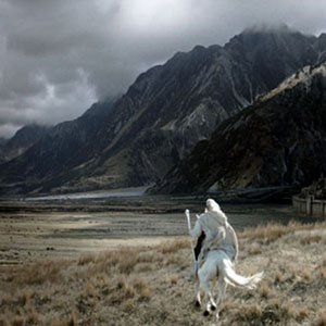 Gandalf (Ian McKellen) rides towards Minas Tirith in New Line Cinemas epic film, The Lord of the Rings: The Return of the King.